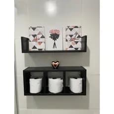 Conjunto Nicho + Prateleira 2 Peças Porta Papel Higiênico Para Banheiro Decorativo