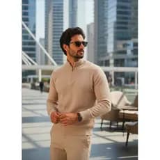 Suéter Masculino Premium Gola Alta com Zíper Meio Frio Elegante Casual