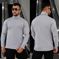 Blusa Cacharrel Masculina Manga Longa Gola Alta com Toque Macio