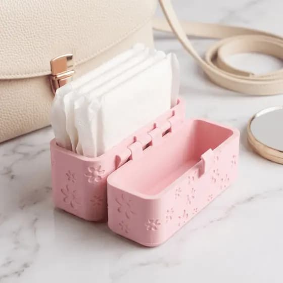 Porta Absorvente Feminino para Bolsa Necessaire | Organizador Compacto com Tampa Porta Absorvente Discreto