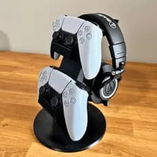 Suporte Gamer Para 2 Controles E Headset Organizador De Mesa Playstation Xbox PC Gamer