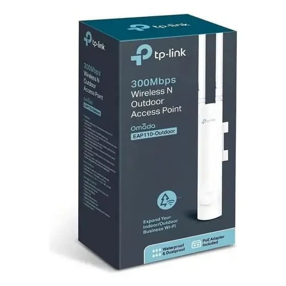 Access Point Externo TP-Link Omada EAP110-Outdoor Wireless N 300mbps 2,4GHz PoE Passivo Cor Branco