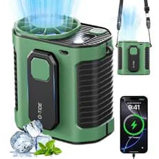 Ventilador de Cintura Portátil 5000mAh Recarregável com Lanterna LED e Power Bank – Ventilador Vestível de Alta Potência