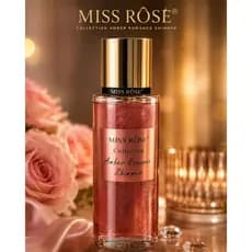 Perfume Miss Rose Collection Amber Romance Shimmer , Perfume feminino,  Body Mist com partículas iluminadora, Splash