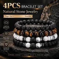 Pulseira pulseira pulseira redonda grânulo pulseira masculina olho de tigre pedra vulcânica pulseira de cristal empilham
