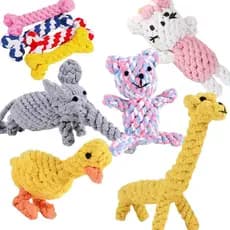 Nó resistente à mordida Molar tecido à mão Animal corda de algodão pequeno brinquedo para cães de estimação de tamanho m