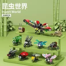 Insect World Building Blocks Abelha Escorpião Borboleta Menina Presente Brinquedos Infantis