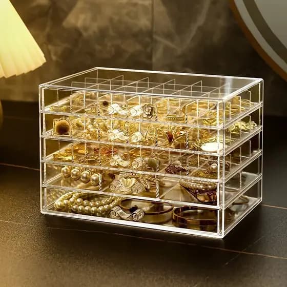 Caixa de armazenamento de armazenamento Multi-camada Manicure jóias grande capacidade colar brincos compartimento acríli