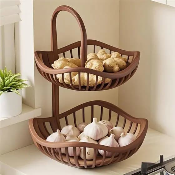 Cozinha cebola gengibre alho cesta de armazenamento Desktop prateleira de armazenamento de vegetais doméstico multifunci