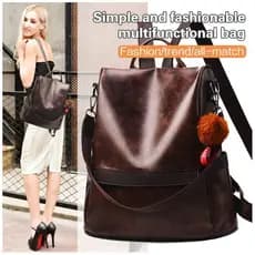 【Estilo Coreano】Mochila Feminina Casual Grande de Couro/Mochila Vintage/Mochila para o Dia a Dia