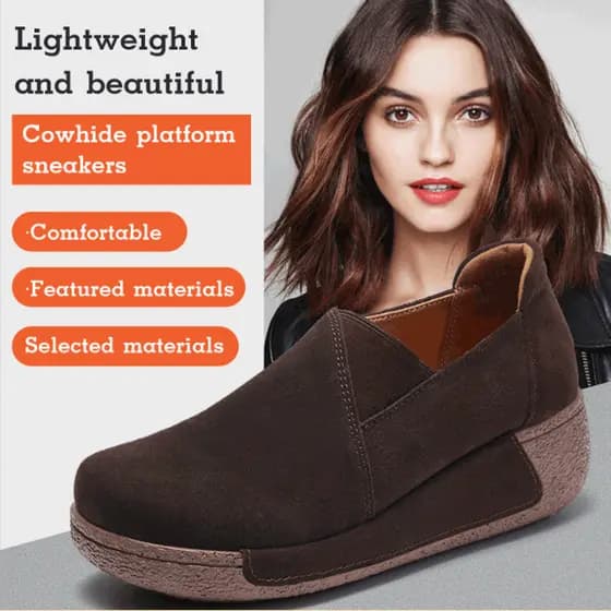 [Para Todas as Ocasiões] [Comfortable Design] Tênis Feminino Plataforma Casual Moda Coreana/Sapatos de Couro/Tênis Femin