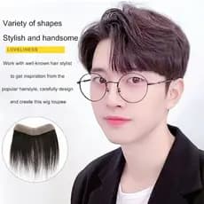 [Cabelo Realista] Men's Hair Patch com Linha de Implante Oculta/Prótese Masculina/Peruca Natural