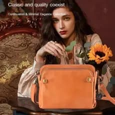 【Para Todas as Ocasiões】Three Layer Leather Crossbody Shoulder/Bolsa Transversal/Bolsa de Ombro