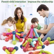 [Blocos Criativos] Magnetic Building Sticks Educational Toys For Kids/Brinquedo Educacional/Blocos de Construção/Magnéti