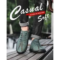 【Novo e Confortável】Giày bốt da thủ công cổ thấp mùa xuân và mùa thu/Mocassim Masculino/Sapato Casual/Sapato de Couro