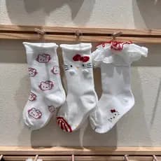 Yikatu yikatu meias infantis femininas rendas finas algodão meia rede meias hellokitty Curling estudante meias 26 primav