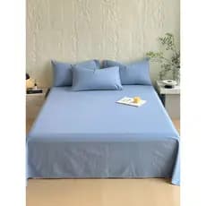 R ROLAND LIVE Lençol de algodão tingido em sarja Jacquard de algodão lavado, peça única, lençol de cama de casal único