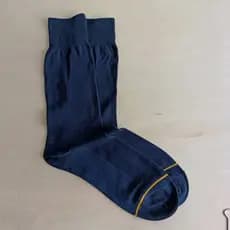 Comércio exterior americano ouro meias homens cavalheiro meias dupla agulha padrão de linho azul escuro algodão antibact