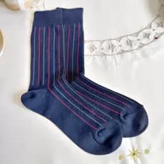 Comércio exterior masculino azul escuro cavalheiro meias listras verticais algodão outono inverno engrossado quente Wick