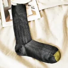 Comércio exterior masculino cinza escuro ouro meias cabeça listras verticais dupla agulha meias longo tubo cavalheiro me