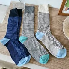 Meias masculinas de algodão Houndstooth, meias de cavalheiro, azul escuro, cinza escuro, estilo fino, respirável, absorv