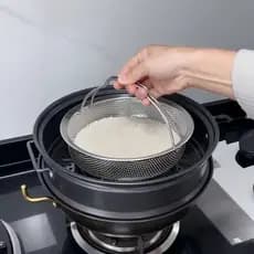 [Ferramenta útil de arroz com açúcar reduzido] Panela de arroz a vapor em aço inoxidável 304 Panela de arroz doméstica P