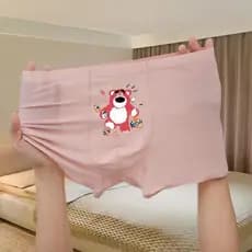 Roupa interior masculina bonito dos desenhos animados rosa masculino morango urso roupa interior quatro cantos seda gelo