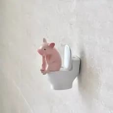 [Jogo de banheiro] Porco de banheiro fofo pequenos enfeites decoração Desktop Piggy móveis de banheiro presente de simul