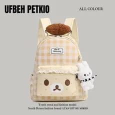UFBEH PETKIO urso bonito de alta aparência Preppy dos desenhos animados estudante universitário mochila júnior mochila d