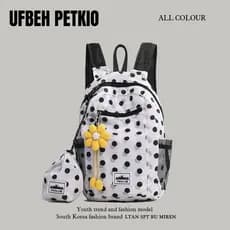 UFBEH PETKIO japonês bolinhas lazer mochila ao ar livre leve viagem feminino coreano bonito estudante saco de escola
