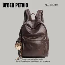 UFBEH PETKIO mochila de cor sólida estilo unissex grande capacidade superfície macia mochila de computador bolsa escolar