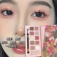 Paleta de sombras para os olhos, maquiagem com luz diária, cor terra, rosa seca, Blush, delineador brilhante, destaque,