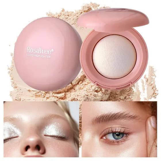 Iluminador contorno pó prensado pan fino brilho destacando creme rosto iluminando contorno Natural pó prensado tudo-em-u