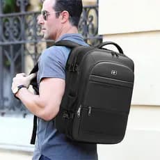 Mochila suíça masculina, mochila de viagem simples, viagem de negócios, expansão à prova d'água, grande capacidade, bols