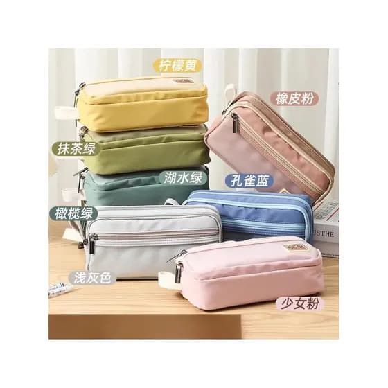 Estojo de lápis de grande capacidade de três camadas, meninos, meninas, simples, bolsa de armazenamento de papelaria, no