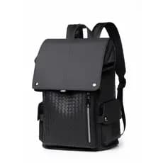 Mochila de tecido masculina High-End Casual Commuter negócios computador mochila de couro saco de escola de viagem saco