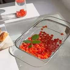 Cesta de drenagem retangular de aço inoxidável, lavatório de vegetais, lavagem de frutas, vegetais, pia de cozinha, filt