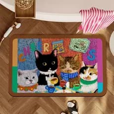 Bonito dos desenhos animados gatinho macio Diatom lama tapete do banheiro absorver água antiderrapante porta do banheiro