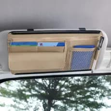 Bolsa de armazenamento de viseira de sol de carro de couro multifuncional clipe de óculos de carro caso saco de cartão t