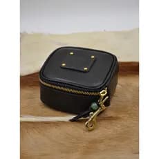 Retro artesanal primeira camada de couro puro caso chave Unisex couro genuíno latão ferragem caixa jóias