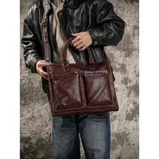 Zhuanshan Original artesanal de couro genuíno masculino grande saco vegetal curtido primeira camada computador Commuter