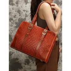 Zhuanshan bolsa feminina tecida à mão vegetal curtido primeira camada de couro genuíno masculino escritório Bri