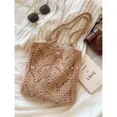 Estilo coreano ins Mori estilo Retro oco tecido saco elegante arte axila pedido bolsa de ombro bolsa de fio de algodão s