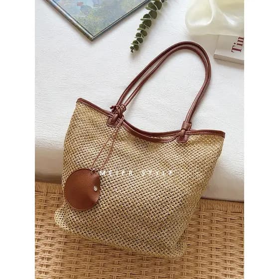 Ins verão Retro tecido saco grande capacidade sacola criança mãe bolsa de ombro saco de compras férias praia saco femini