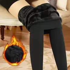 Fleece-Fleece Leggings Engrossadas Mulheres Outono Inverno Exterior Desgaste Calças de Algodão Cintura Alta Skinny Stret