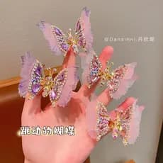 Borboleta em movimento crianças hairpin 2025 novo estilo tridimensional asas menina princesa Hanfu cocar clipe