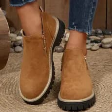 36-43 outono inverno Martin botas femininas tamanho grande moda zíper botas de salto grosso Casual botas curtas camurça