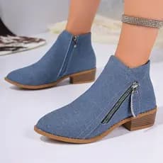 2025 primavera outono novo estilo tamanho grande 36-43 Martin botas femininas salto grosso Casual zíper lateral moda bot