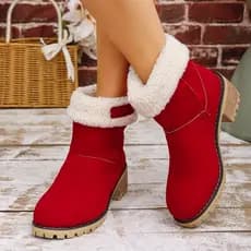 2024 inverno novo estilo moda tamanho grande botas de neve manga quente salto grosso botas de algodão