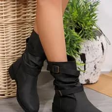 2024 outono novo estilo moda botas de salto grosso dedo do pé redondo comércio exterior tamanho grande 43 42 botas casua